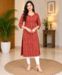 red open kurti white leggings