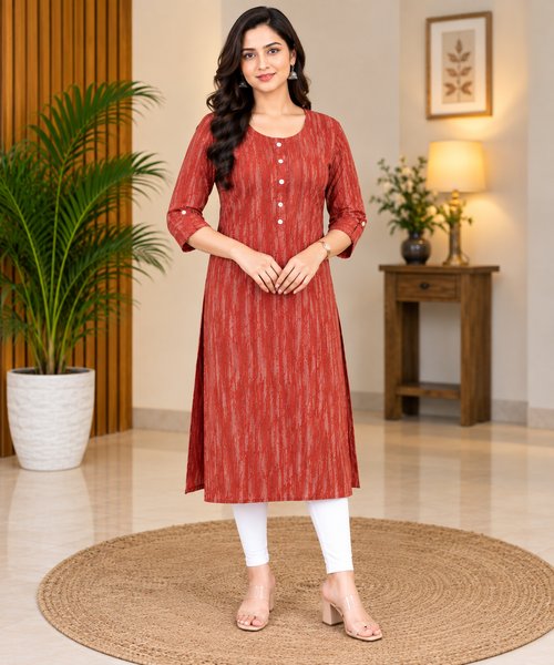 red open kurti white leggings