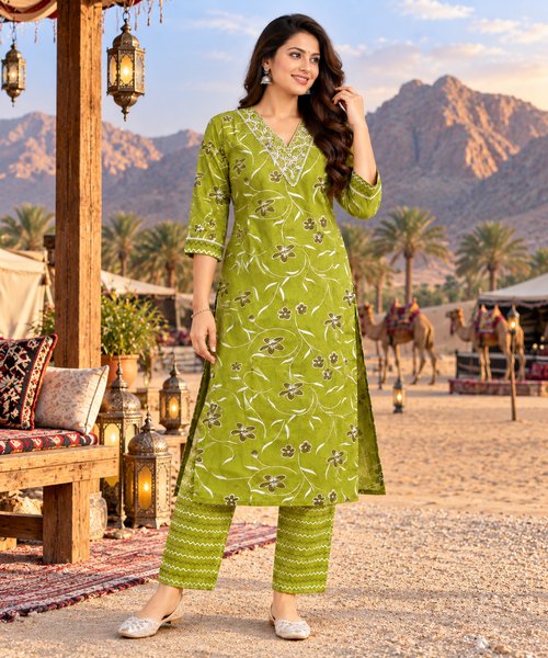 Dark Green V Neck 2Pc Co-Ord Set
