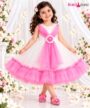 Pink & White Layered Kids Party Wear Frock