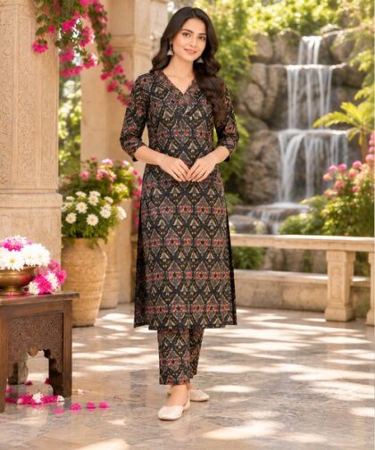 Black Geometric Printed 2Pc Co-Ord Set