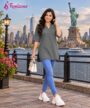 Grey Casual Flared Long Top femizone