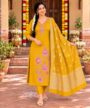 Mustard Yellow Floral Embroidered 3-Piece Set with Dupatta femizone