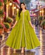 Olive Green Embroidered Flared Anarkali Kurti femizone