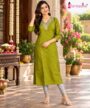 Olive Green Stone Work Kurti_femizone