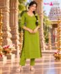 Olive Green V-Neck Kurti & Pant Set femizone