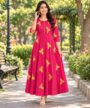 Pink Butterfly Embroidered Anarkali Kurti femizone