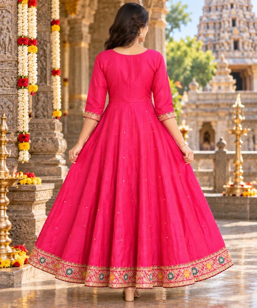 Pink Full Stone Work Embroidered Anarkali femizone 1