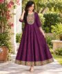 Plum Full Stone Work Embroidered Anarkali Kurti femizone