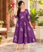 Purple Floral Embroidered Flared Anarkali Kurti_femizone