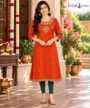Rust Orange Embroidered Designer Side Open Kurti femizone